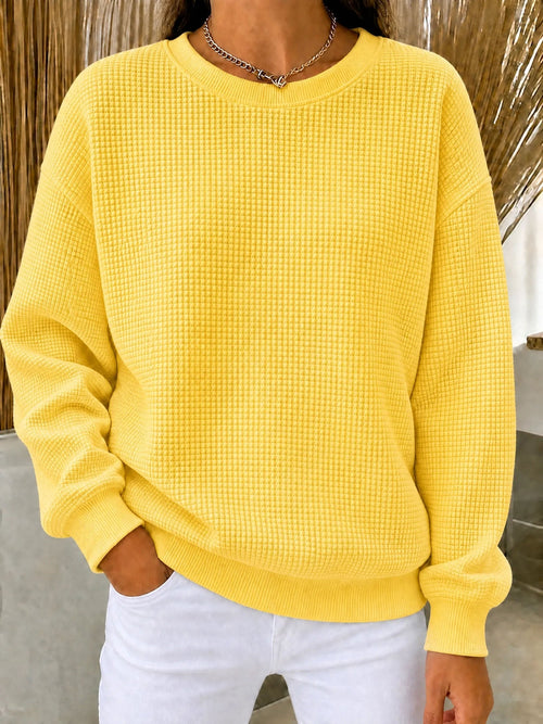 🔥Women's Waffle Knit Crewneck Sweatshirt CLEARANCE SALE