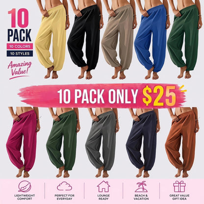Women's Wide-Leg Harem Pants with Pockets
