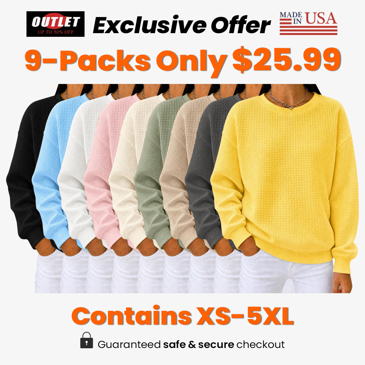 🔥Women's Waffle Knit Crewneck Sweatshirt CLEARANCE SALE
