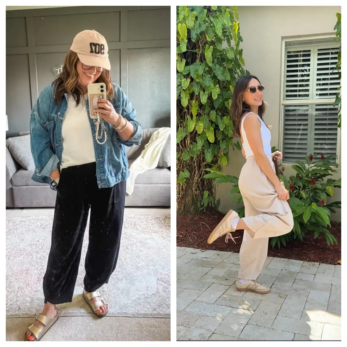 Women's Wide-Leg Harem Pants with Pockets