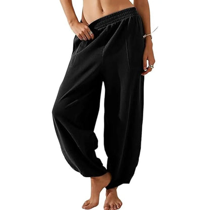Women's Wide-Leg Harem Pants with Pockets