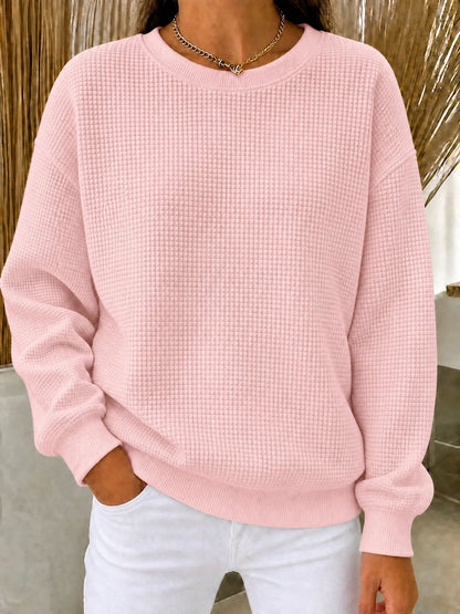 🔥Women's Waffle Knit Crewneck Sweatshirt CLEARANCE SALE