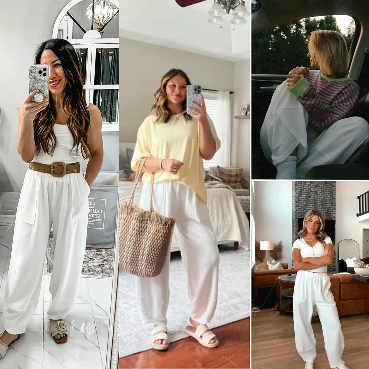 Women's Wide-Leg Harem Pants with Pockets