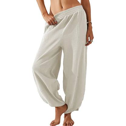 Women's Wide-Leg Harem Pants with Pockets