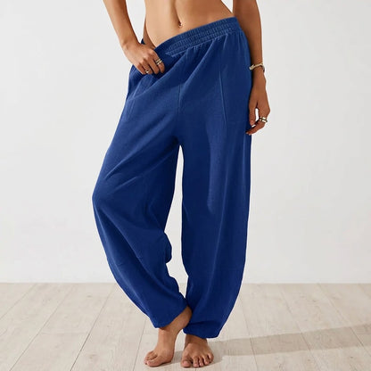 Women's Wide-Leg Harem Pants with Pockets