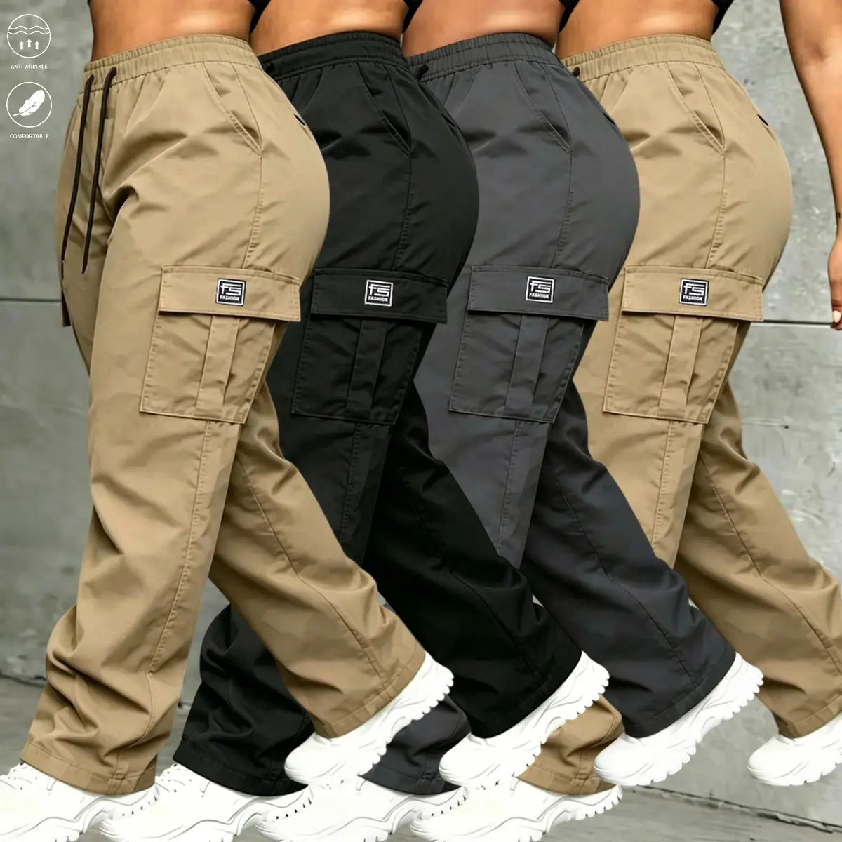 Women's  Vintage Cargo Pants - All-Season Activewear Bottoms for Casual and Sports