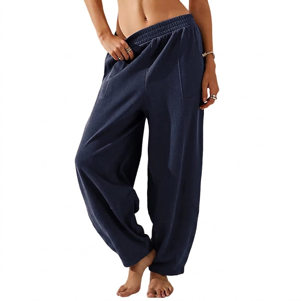 Women's Wide-Leg Harem Pants with Pockets
