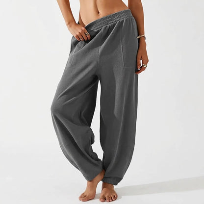 Women's Wide-Leg Harem Pants with Pockets