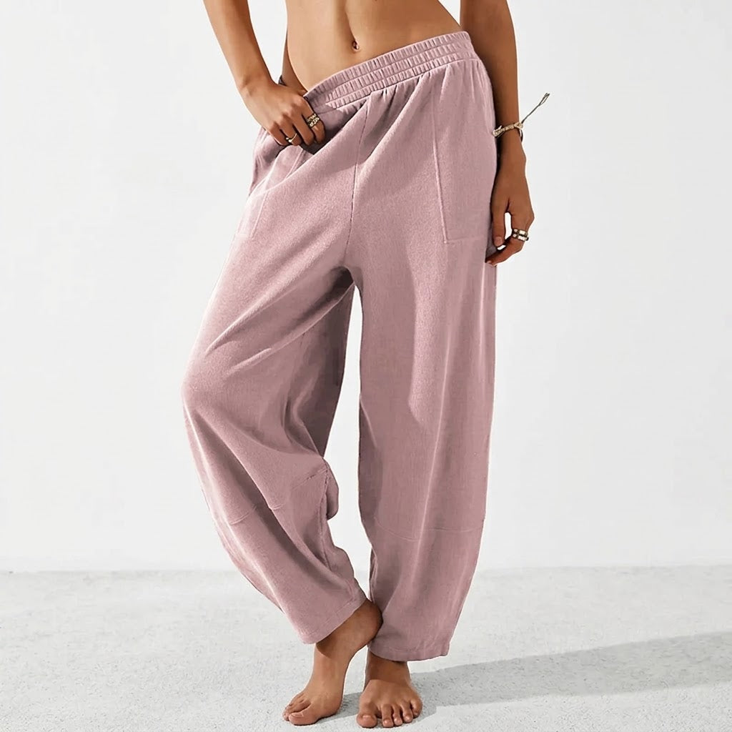 Women's Wide-Leg Harem Pants with Pockets