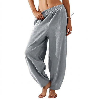 Women's Wide-Leg Harem Pants with Pockets