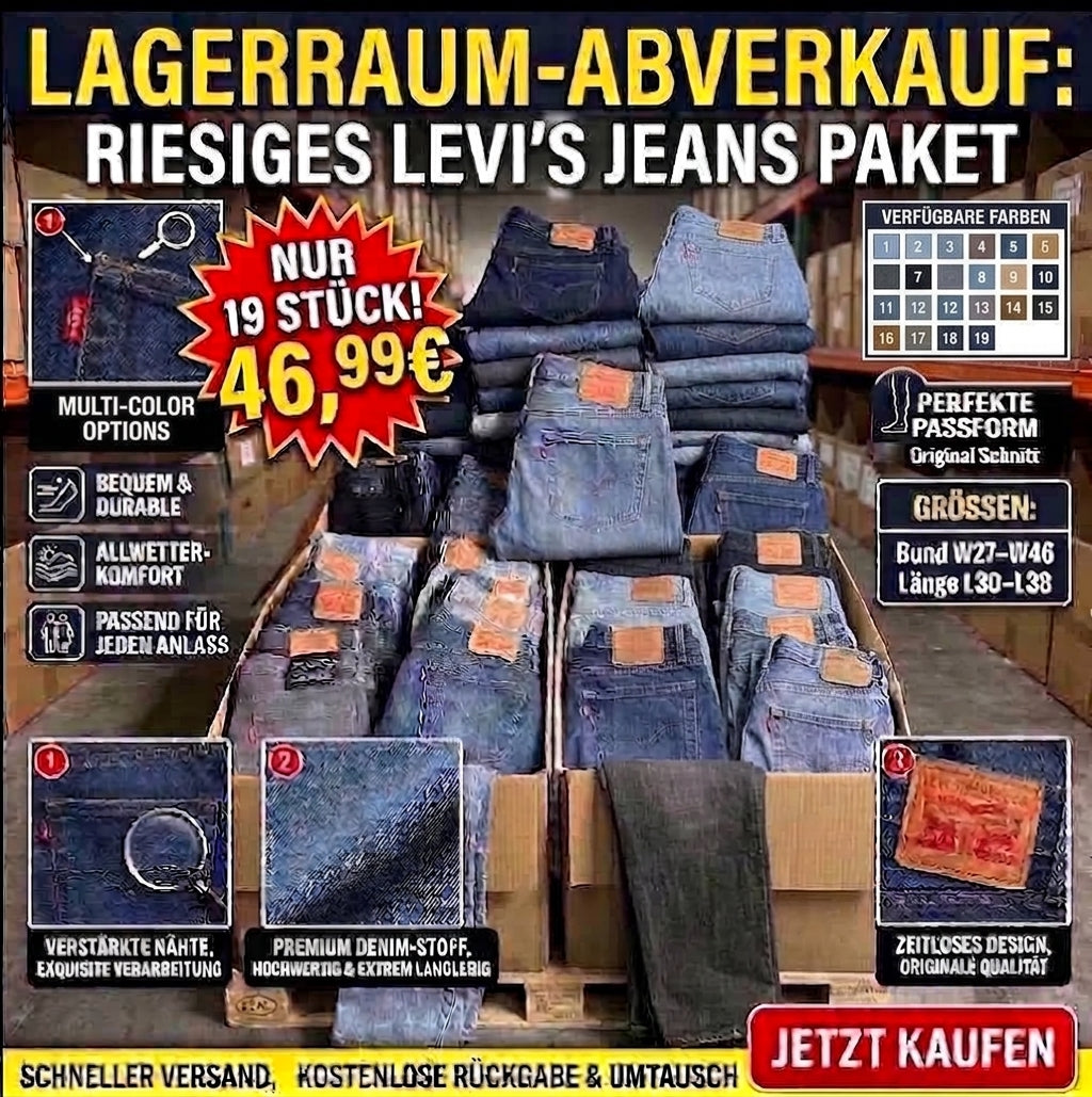 Jeans im Ausverkauf – nur begrenzte Stückzahl!