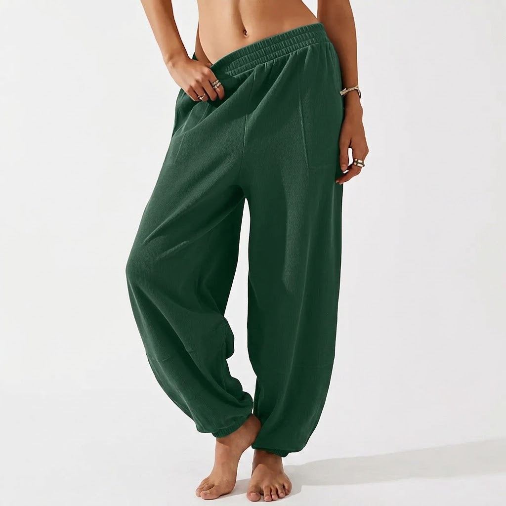 Women's Wide-Leg Harem Pants with Pockets