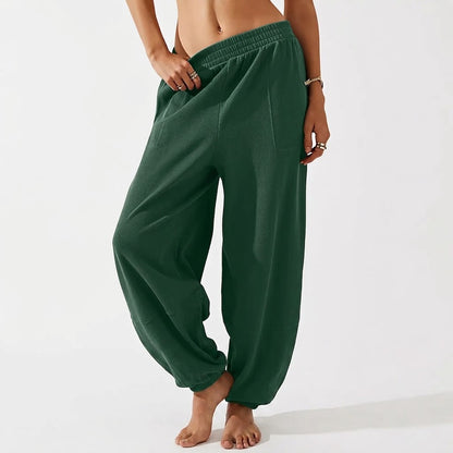 Women's Wide-Leg Harem Pants with Pockets
