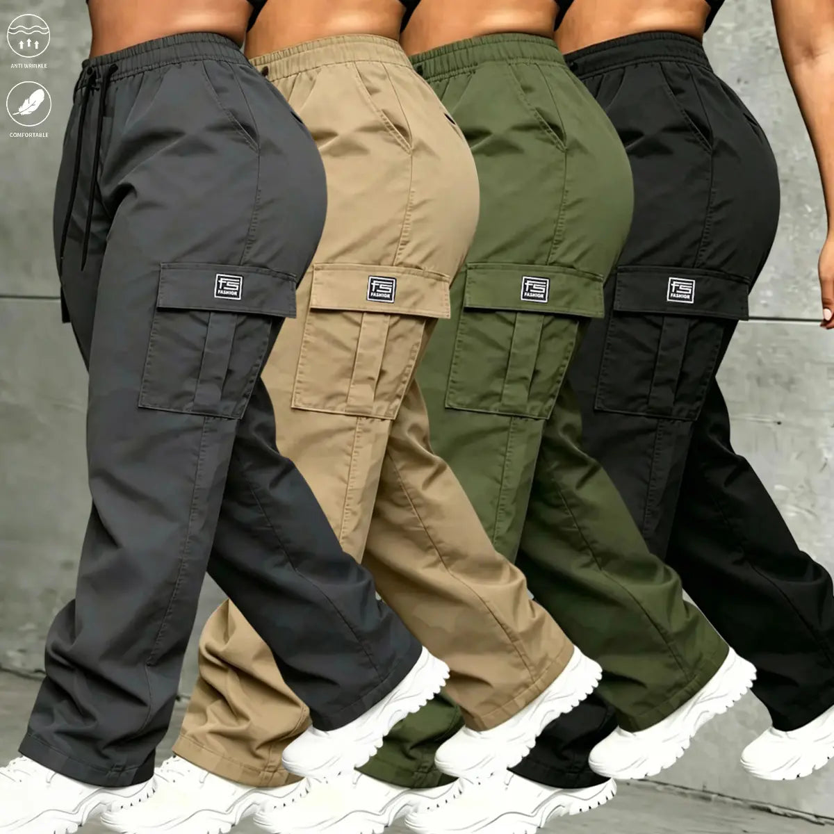 Women's  Vintage Cargo Pants - All-Season Activewear Bottoms for Casual and Sports
