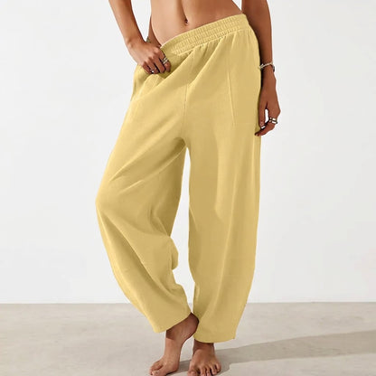 Women's Wide-Leg Harem Pants with Pockets