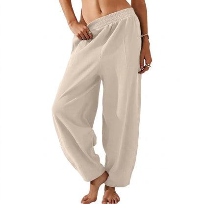 Women's Wide-Leg Harem Pants with Pockets